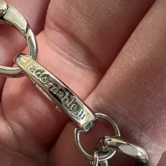 Adornable U Silver White Marble Rhinestone Reversible Statement Classic … - Picture 7 of 16